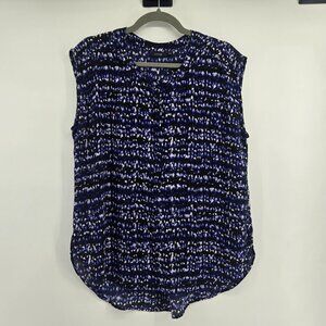 Apt 9 Abstract Print Sleeveless Blouse - L Blue/Black Print